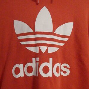 ADIDAS | small | Orange Hooded Sweatshirt | Consealed Zip-Up Front Pockets